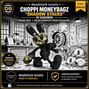 Superplastic Guggimon CHOPPI MONEYBAGZ "SHADOW STACKS" Black 11" Vinyl LE 500